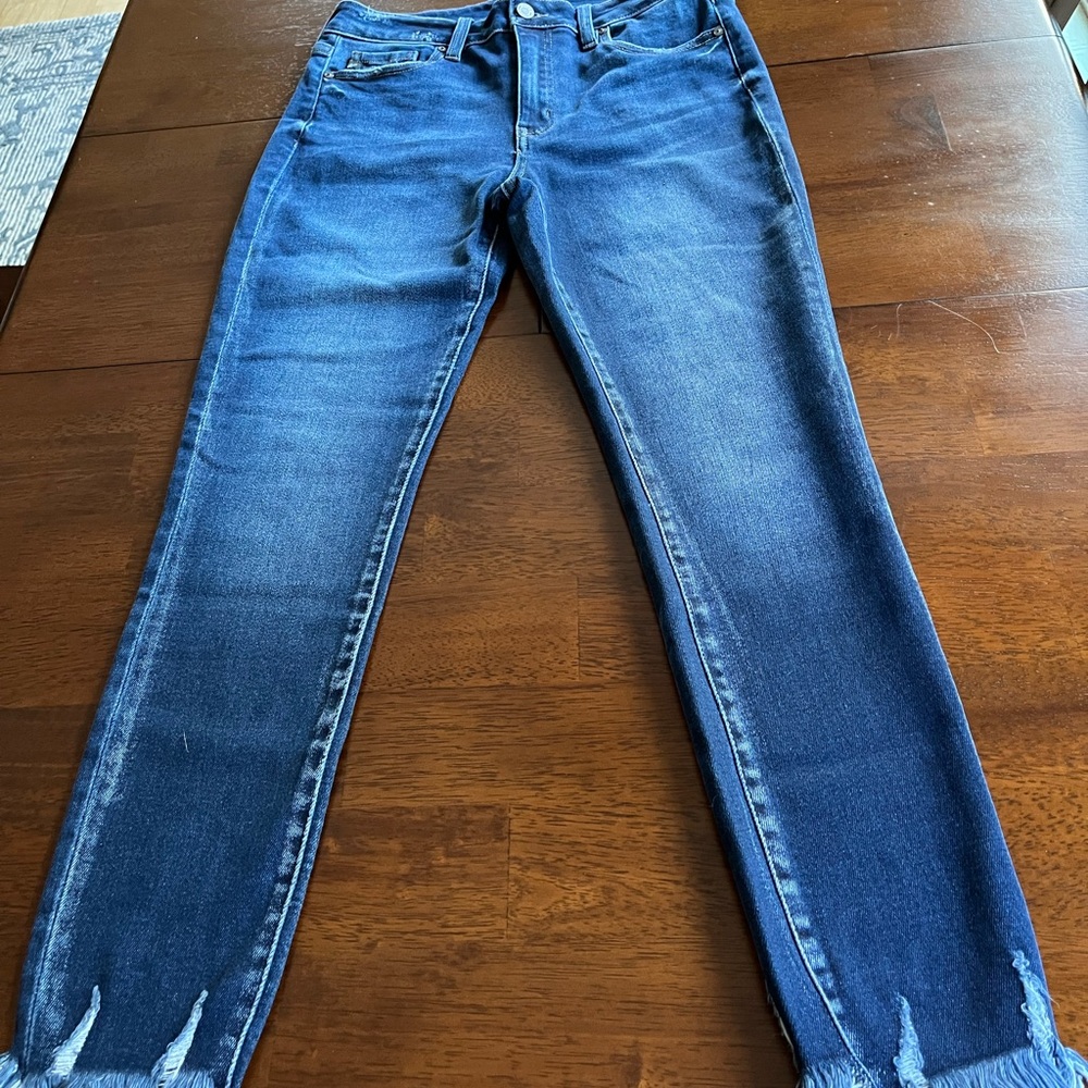 Kancan dark wash jeans brand new never worn, no tags. Frayed hem jeans. So cute!